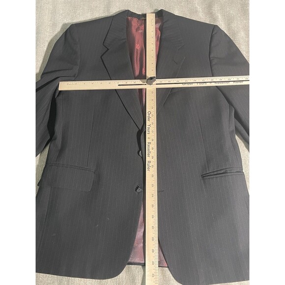 C & R Clothier Coat Blazer Men's Large Black Wool, Striped Coat - Picture 12 of 16